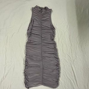 PLT, 6, lavender, rutched, mini dress, stretchy, halter